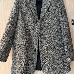Herringbone Tweed Blazer Coat